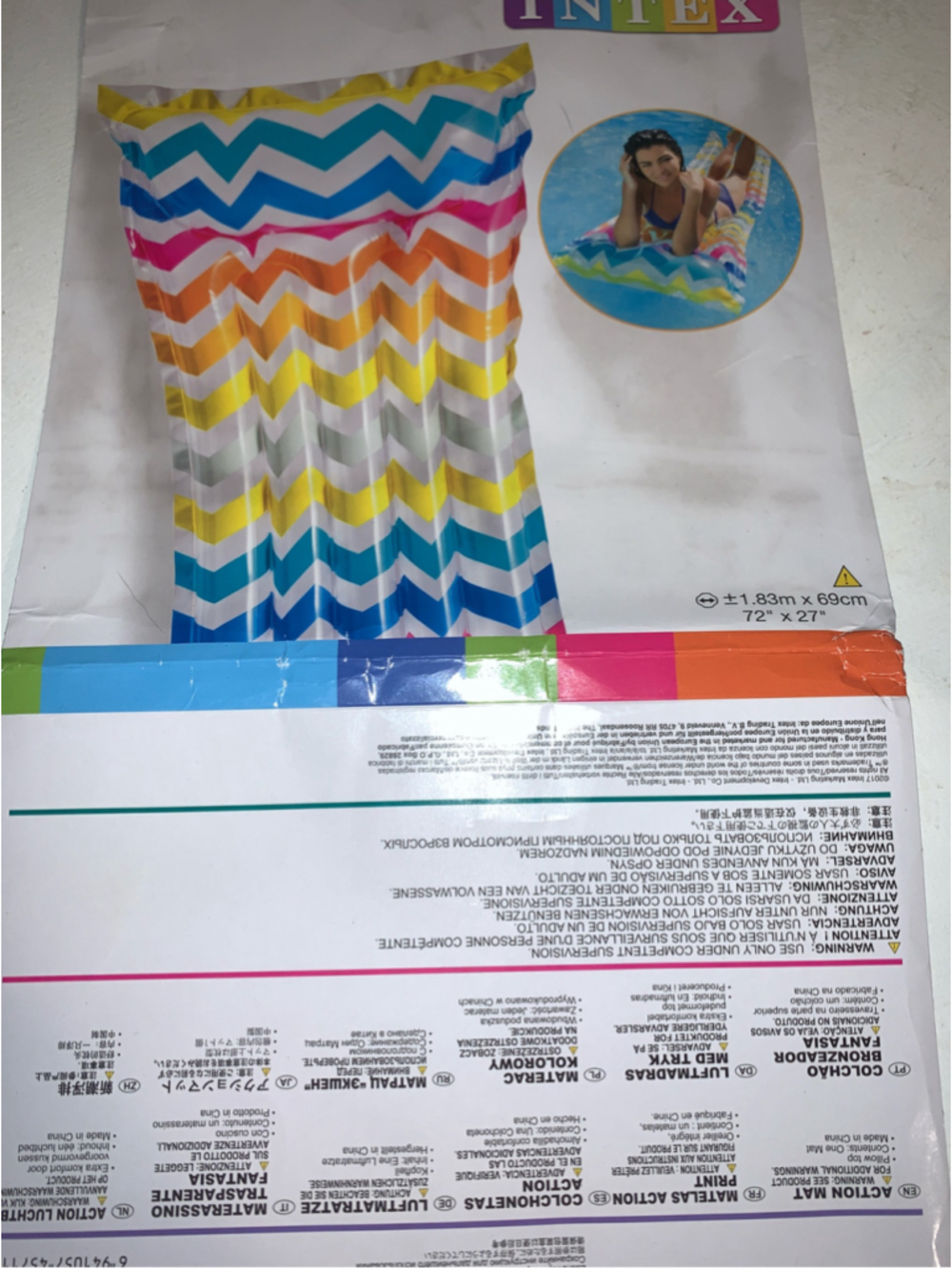 Intex Unisex Pool Float One Size Multi-color Chevron Pattern - Picture 5 of 6